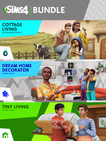 The Sims 4: Decorator's Dream Bundle (Cottage Living, Dream Home Decorator, Tiny Living Stuff) cover box art packshot