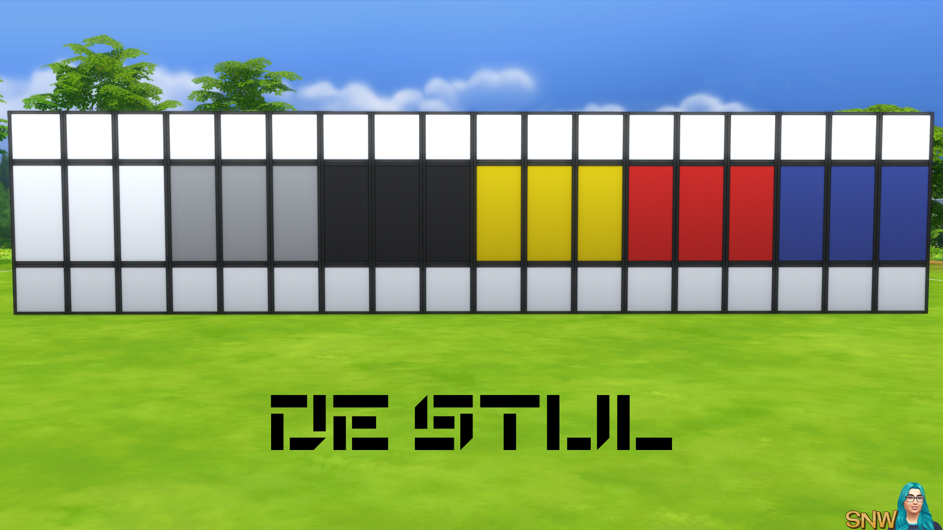 De Stijl Walls for The Sims 4