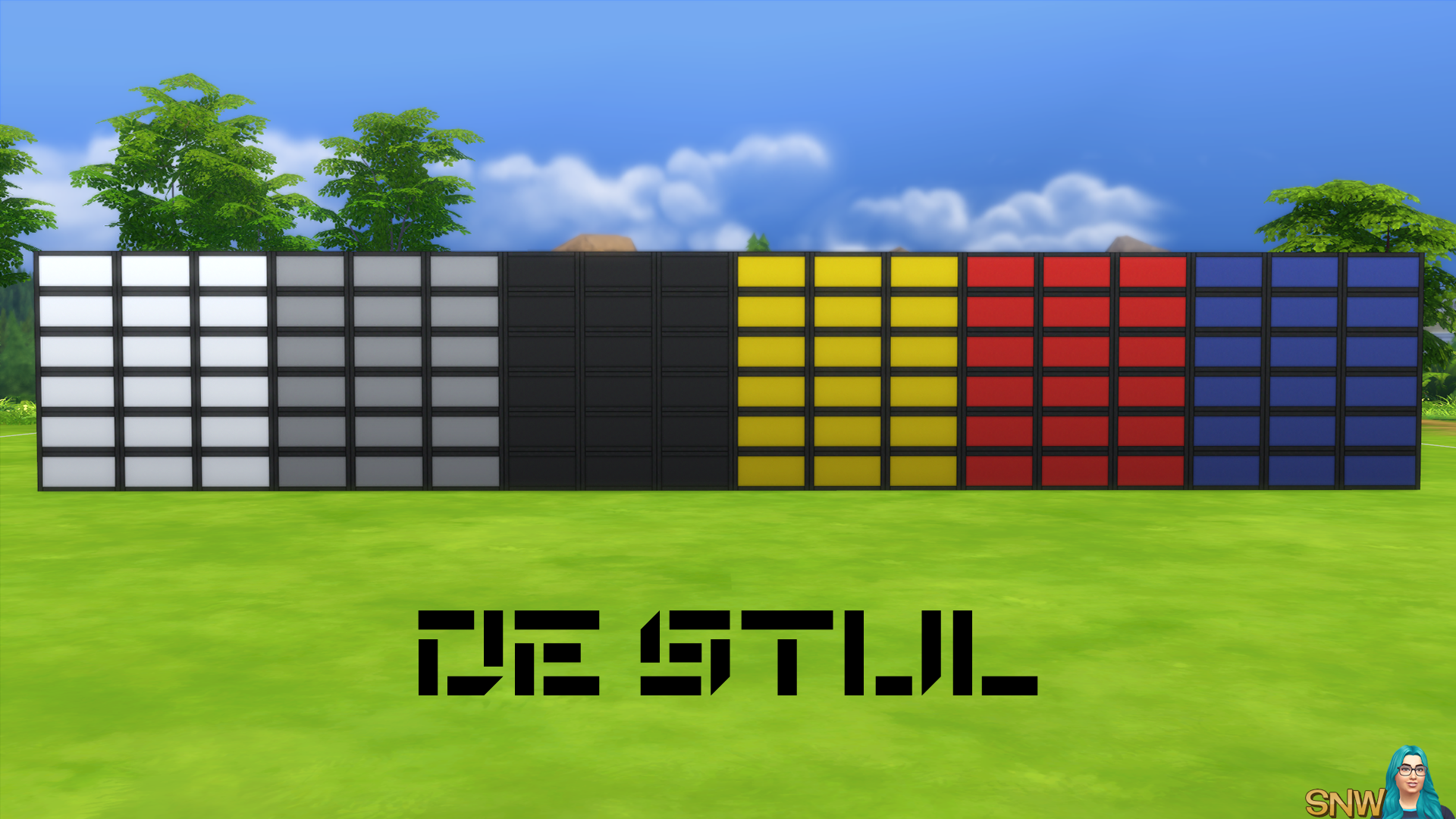 De Stijl Walls for The Sims 4