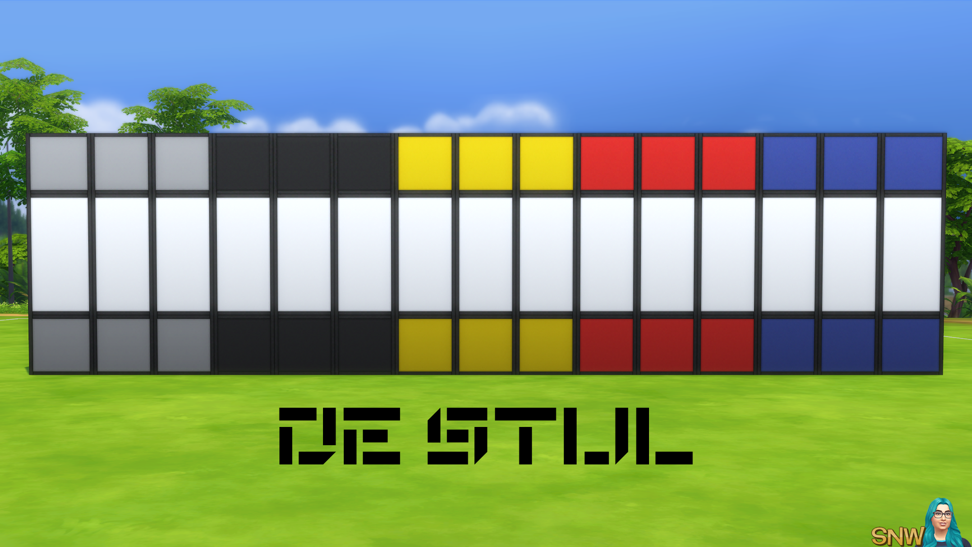 De Stijl Walls for The Sims 4