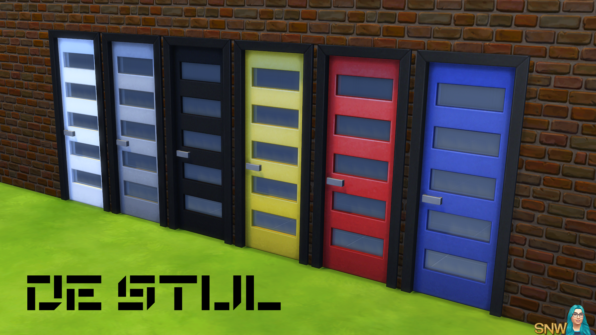 De Stijl Doors for The Sims 4