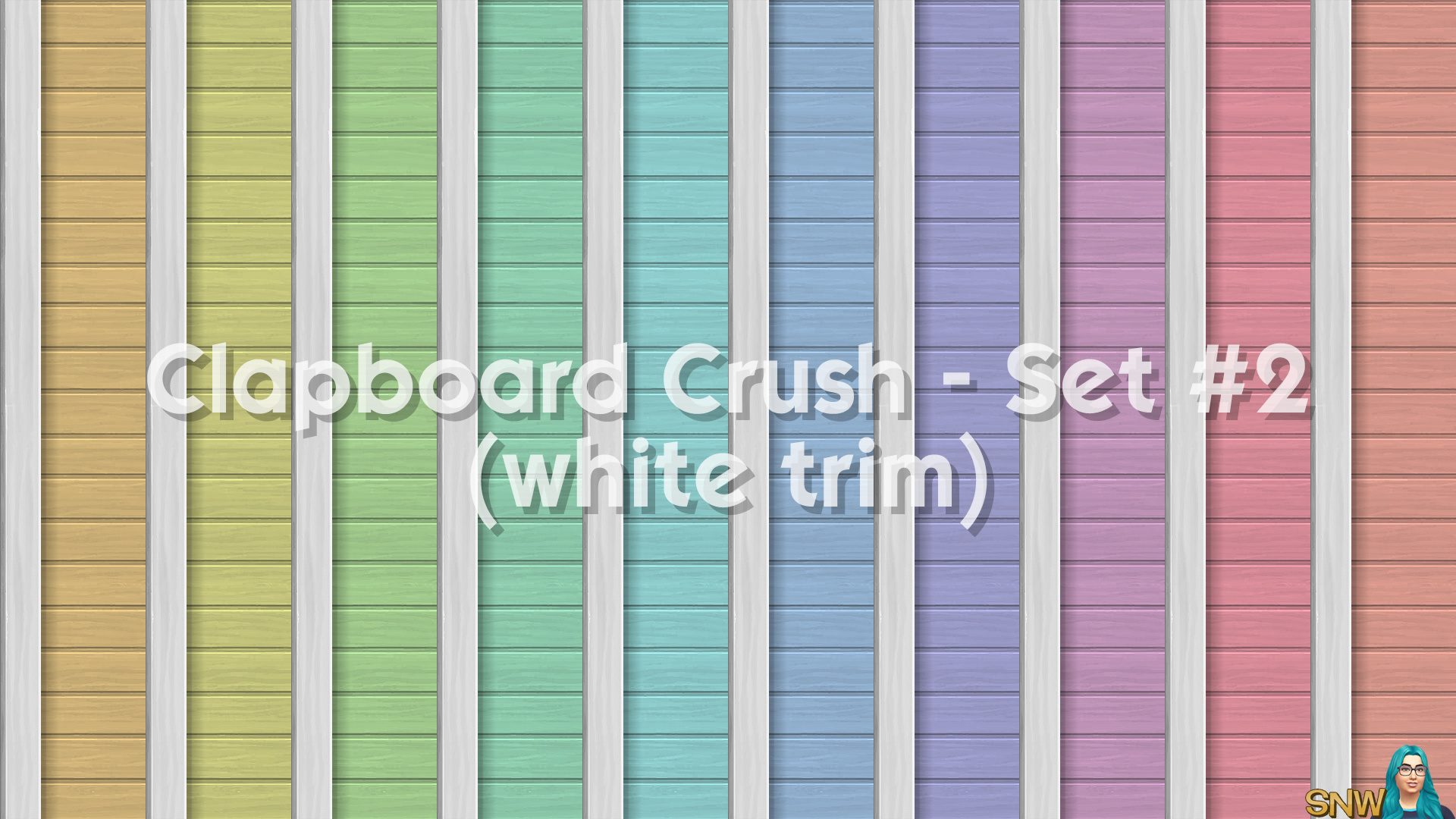 Clapboard Crush Siding Walls Set #2 (with White Corner Trim)