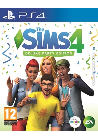 The Sims 4 Deluxe Party Edition on PS4 box art packshot